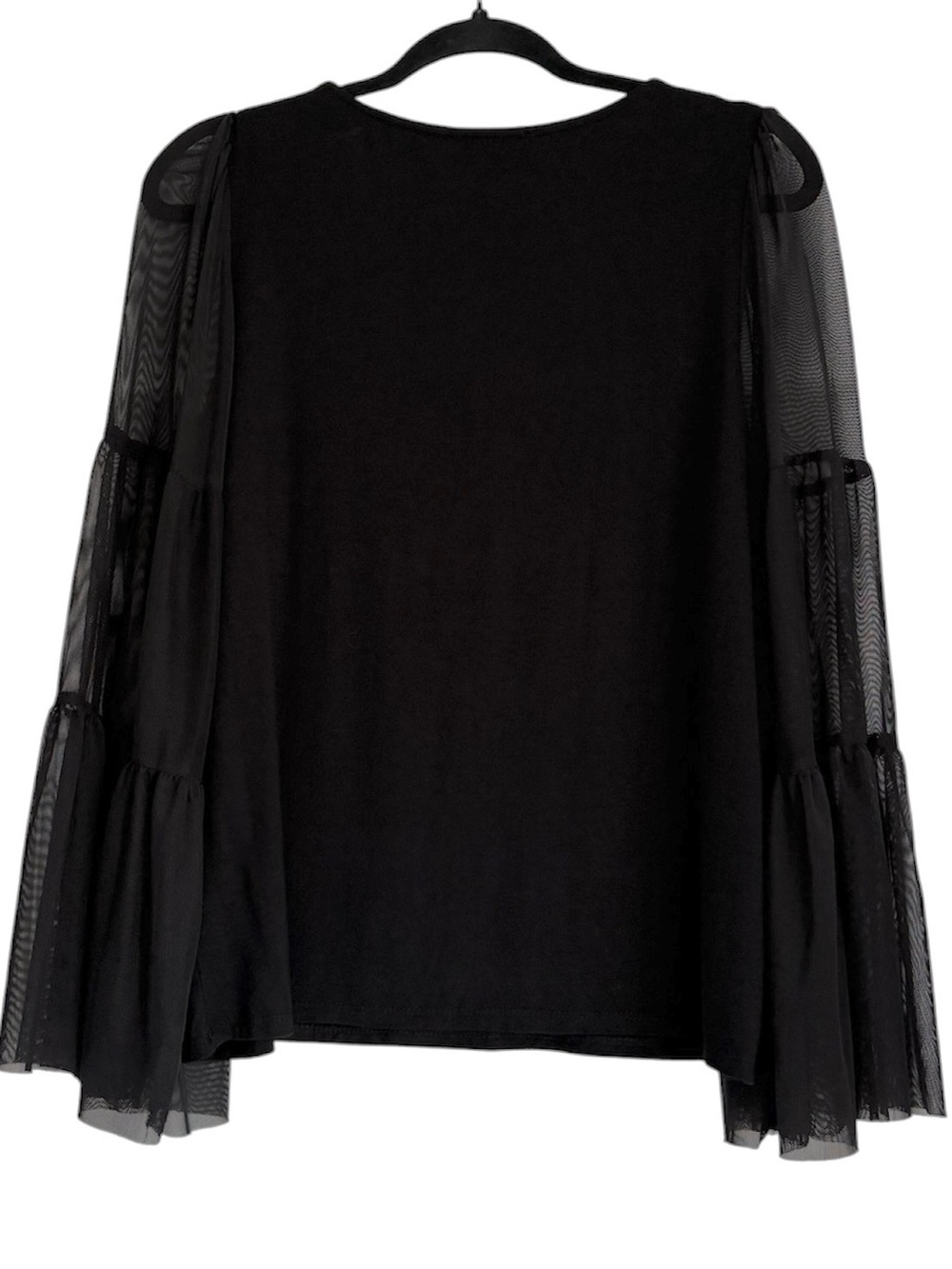 CeCe Black Sheer Tiered Sleeve Blouse - Picture 4 of 6